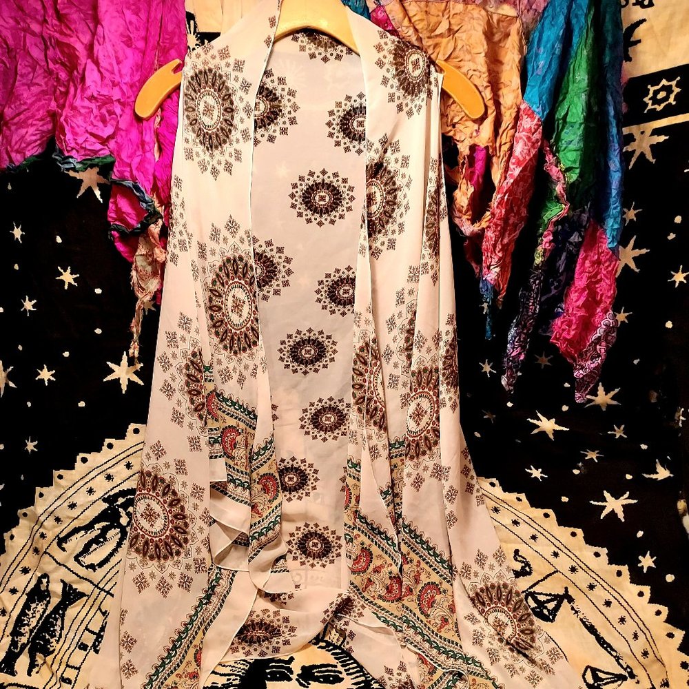 Boho Hippie Semi Sheer Kimono Vest